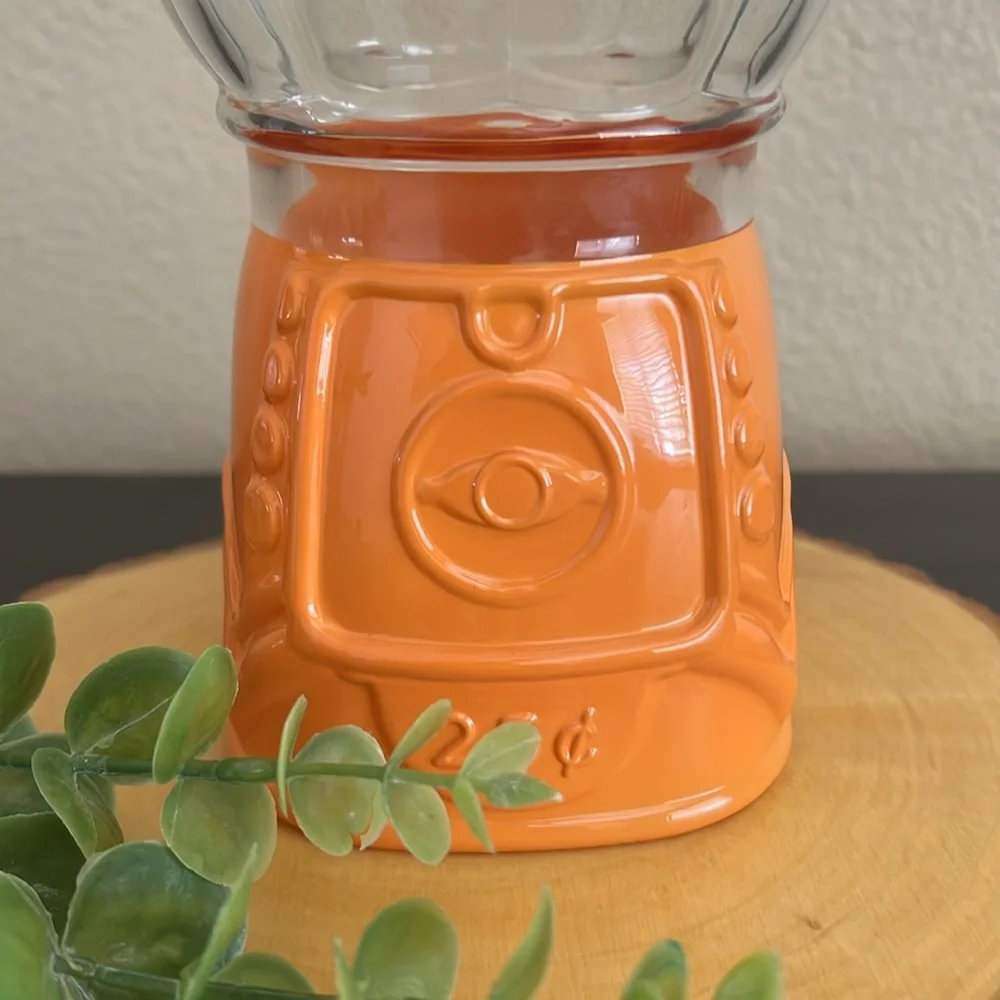 NWT Target Bullseye Halloween Orange Glass Pumpkin Gumball Machine Canister